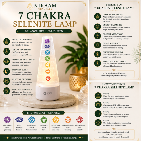 7 Chakra Selenite Lamp