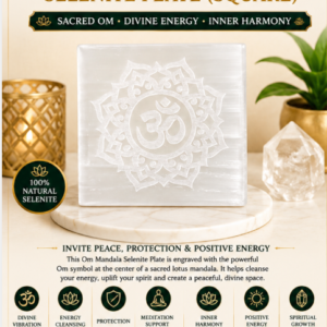 Om Mandala Selenite Plate (Square)