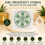 Zibu Prosperity Symbol in Circle Selenite Plate
