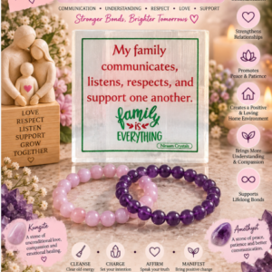 Family Harmony Manifestation Plate with Amethyst n Kunzite Bracelets